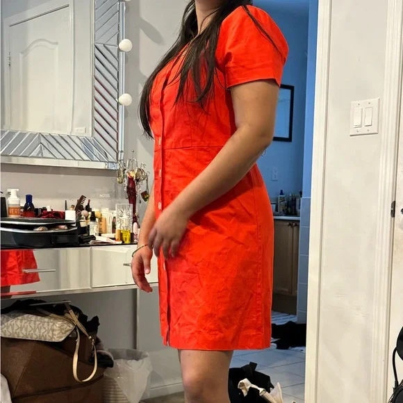 Red Button-Down Dress - Picture 2 of 3